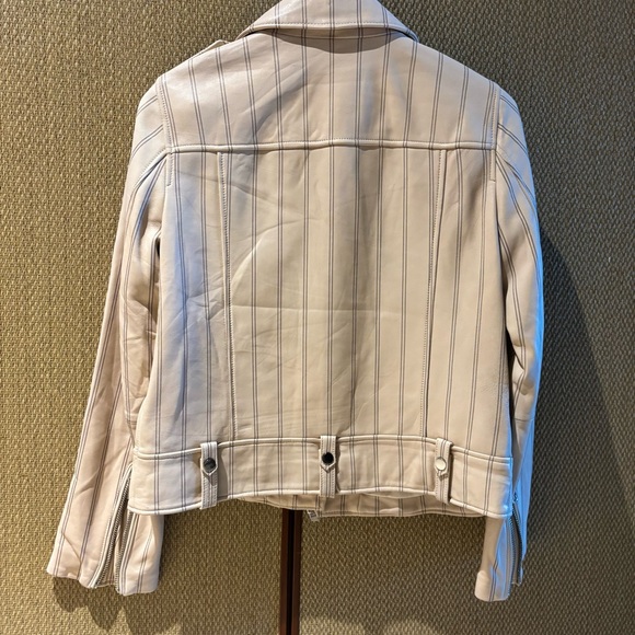 Derek Lam 10 Crosby Lamb Leather Jacket — Size 6 — Beige w/ Black Stripes - Picture 4 of 14